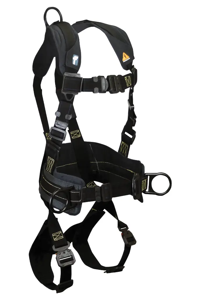 Arc Flash Nomex® 3D Construction Belted Full Body Harness, Overmolded Quick Connect Adjustments