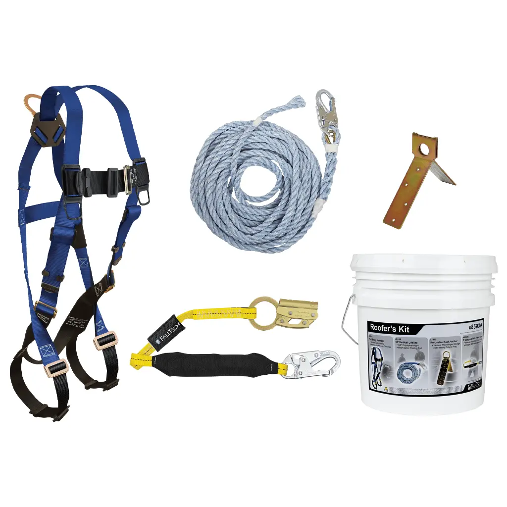 Roofer's Kit with Single-use Anchor and Manual Rope Adjuster