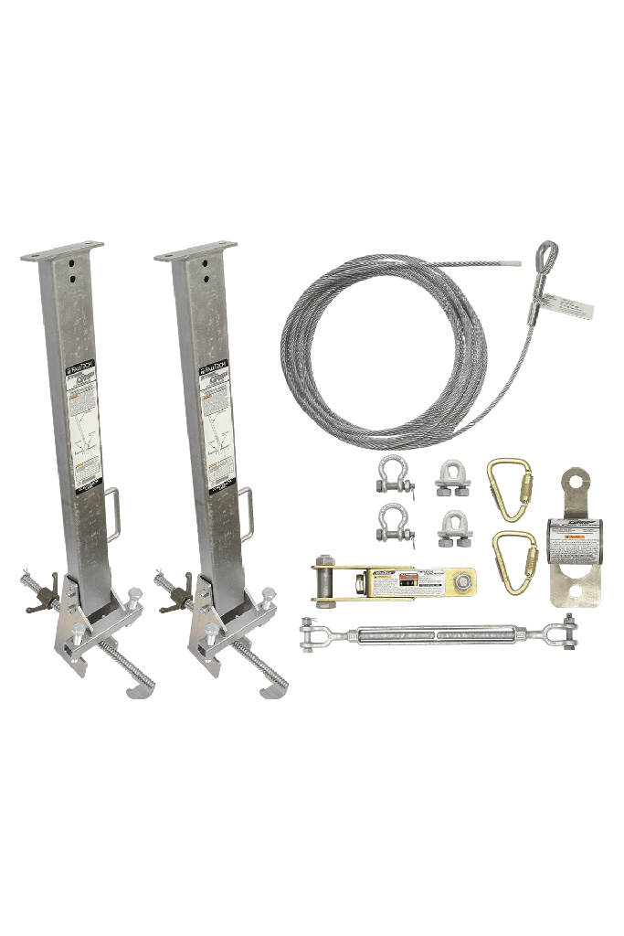 SteelGrip® Temporary Cable HLL System and Stanchions with 12" beam clamps