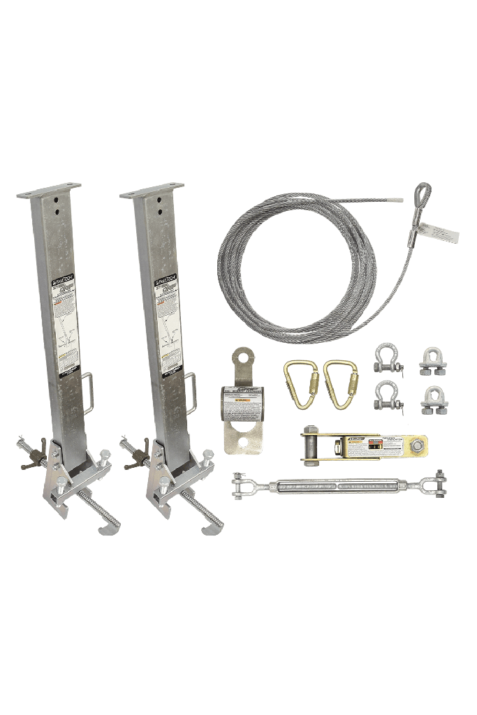 SteelGrip® Temporary Cable HLL System and Stanchions with 24" beam clamps