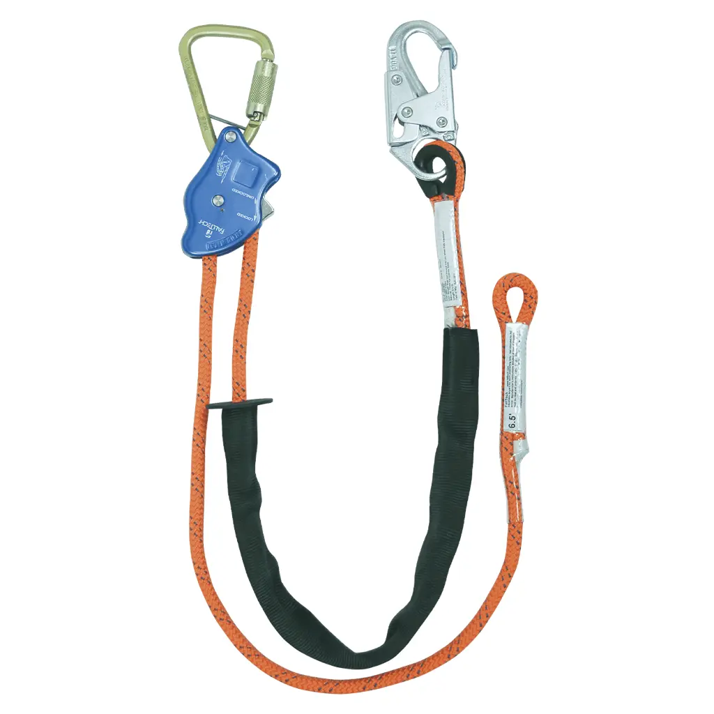 Tower Climber® Rope Positioning Lanyard with Aluminum Adjuster with Steel Snap Hook and Carabiner