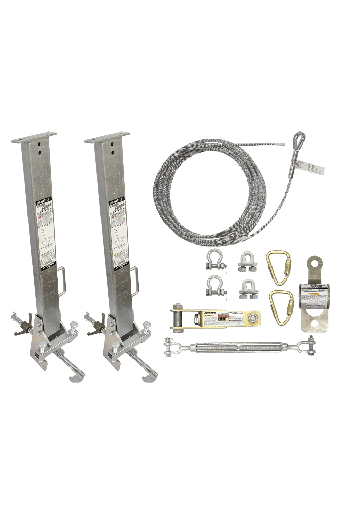 SteelGrip® Temporary Cable HLL System and Stanchions with 12" beam clamps