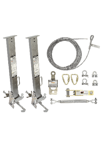 SteelGrip® Temporary Cable HLL System and Stanchions with 18" beam clamps